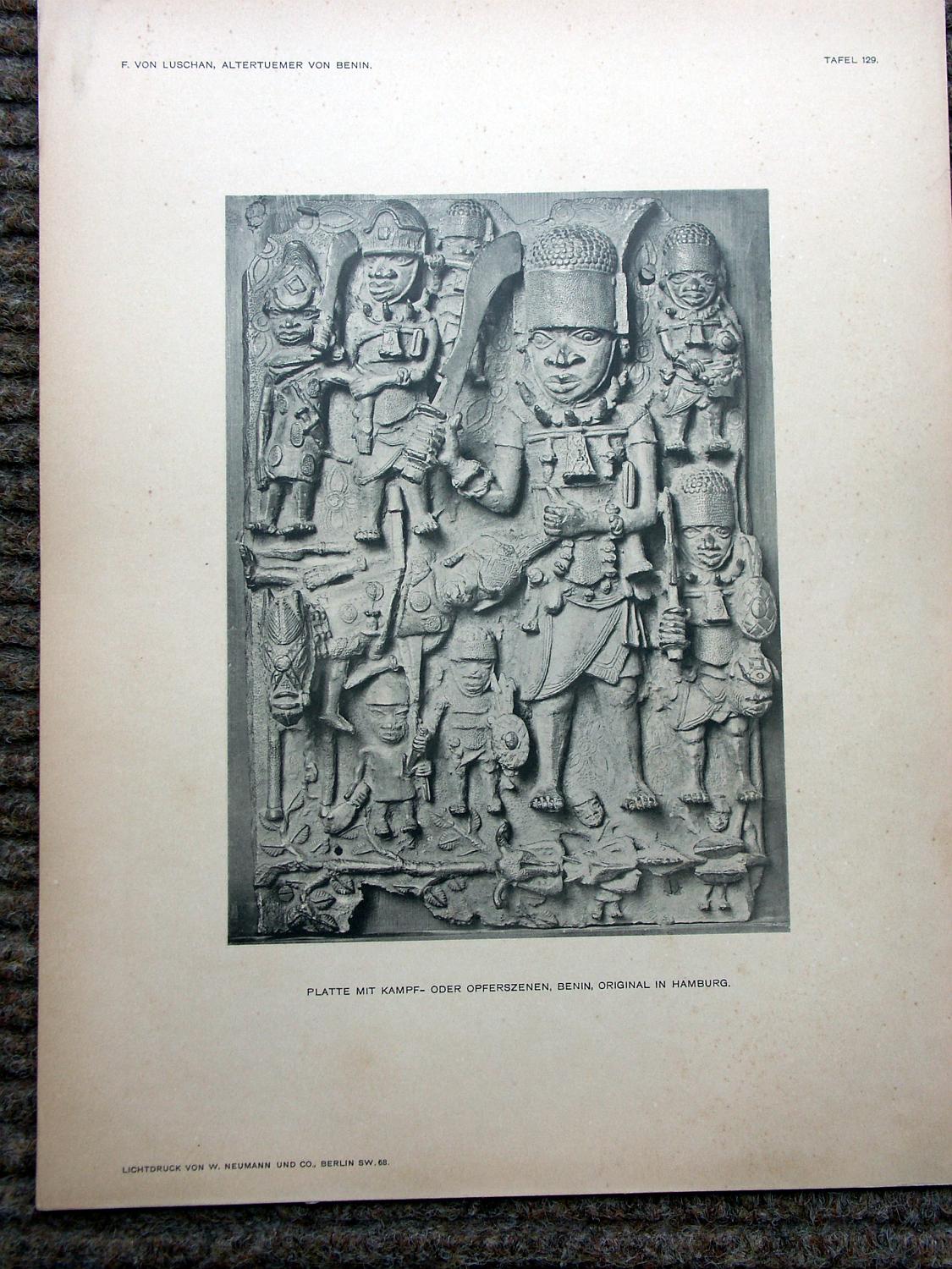 zz-lusc19,tafel 129 benin nigeria,bronze-platte-gruppe krieg- oder opf